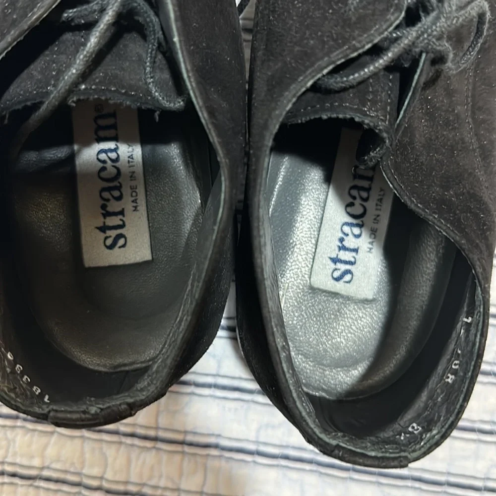 Stracam Italy Black  Suede Panels Dress Oxford Shoes size 8.5 - Picture 7 of 16